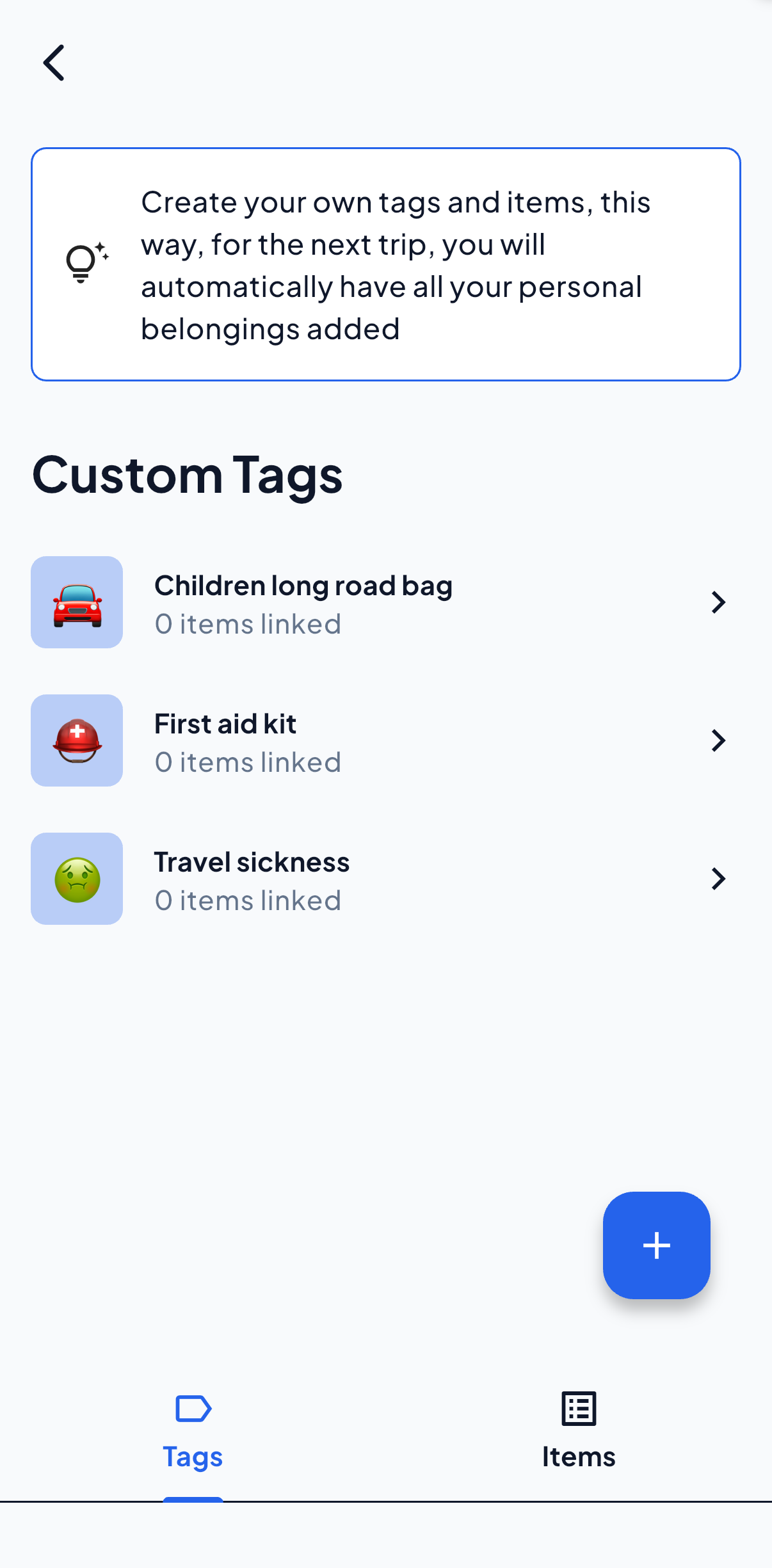 Custom tags list in CoPack